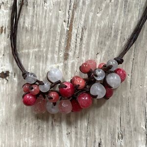 Leather rope beaded necklace